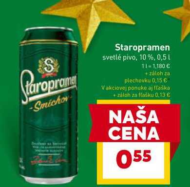 Staropramen svetlé pivo, 10 %, 0,5 L