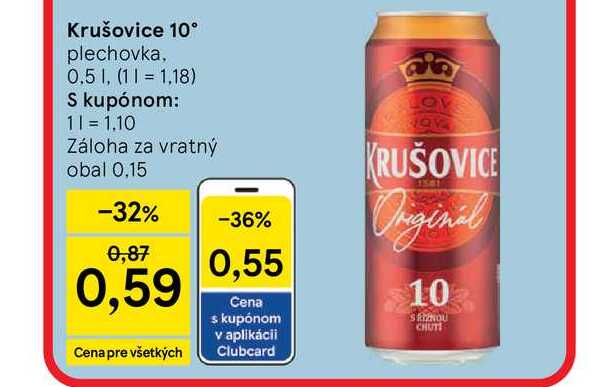 Krušovice 10° plechovka, 0.5 l