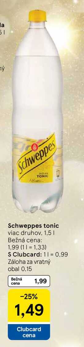 Schweppes tonic viac druhov 1,5 l