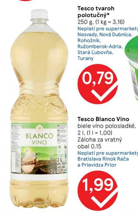 Tesco Blanco Vino biele víno polosladké 2l