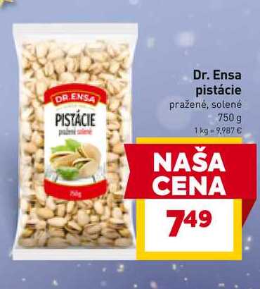 Dr. Ensa pistácie pražené, solené 750 g 