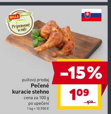 Pečené kuracie stehno cena za 100 g 