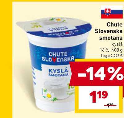 Chute Slovenska smotana kyslá 16%, 400 g 
