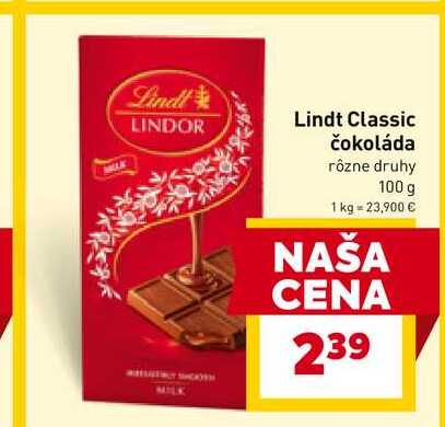 LINDOR Lindt Classic čokoláda 100 g