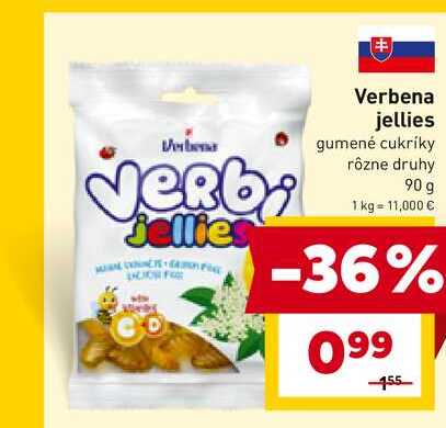 Verbena jellies gumené cukríky rôzne druhy 90 g 