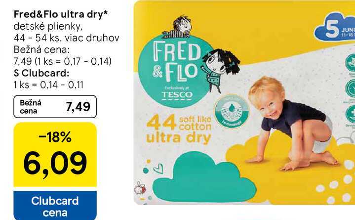 Fred & Flo ultra dry detské plienky, 44-54 ks