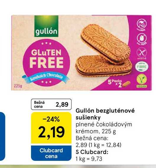 Gullón bezgluténové sušienky plnené čokoládovým krémom, 225 g  v akcii