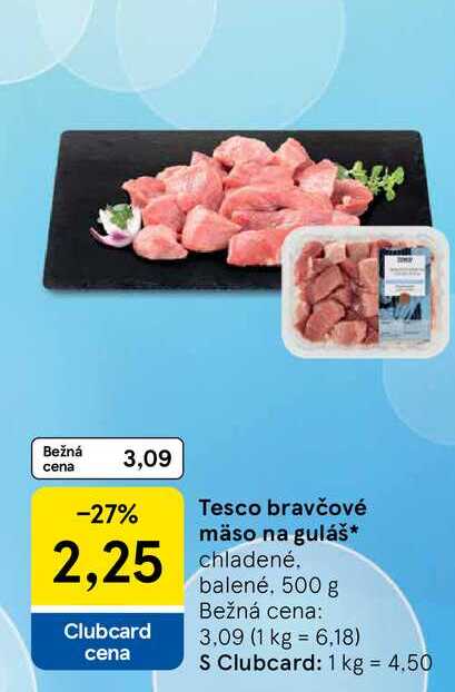 Tesco bravčové mäso na guláš chladené, balené, 500 g