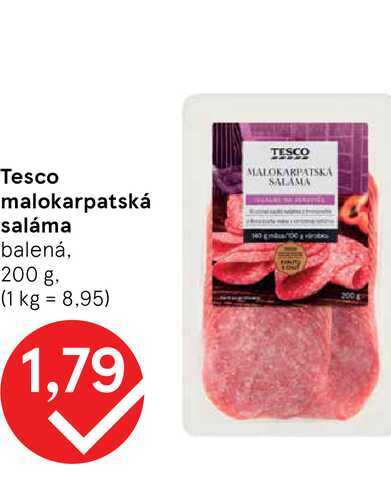 Tesco malokarpatská saláma balená, 200 g