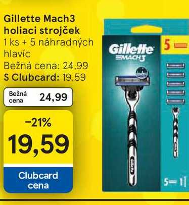 Gillette Mach3 holiaci strojček 1 ks + 5 náhradných hlavíc 