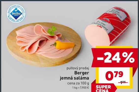 Berger jemná saláma cena za 100 g 