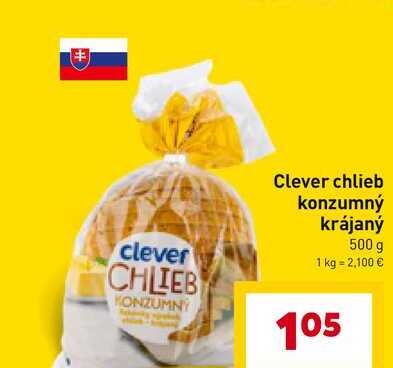Clever chlieb konzumný krájaný 500 g 