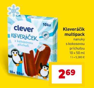 Kleveráčik multipack nanuky s kokosovou príchuťou 10 x 50 ml 