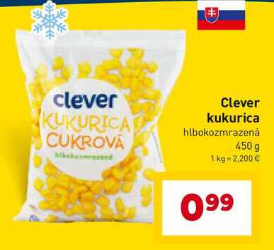 Clever kukurica hlbokozmrazená 450 g
