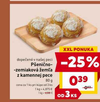 Pšenično-zemiaková žemľa z kamennej pece 80 g 