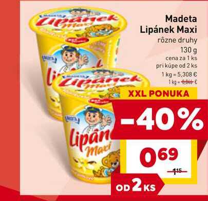 Madeta Lipánek Maxi rôzne druhy 130 g
