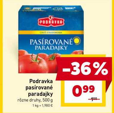 Podravka pasírované paradajky rôzne druhy, 500 g