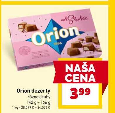 Orion dezerty rôzne druhy 142 g-166 g 