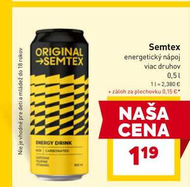 Semtex energetický nápoj viac druhov 0,5l