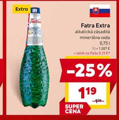Fatra Extra alkalická zásaditá minerálna voda 0,75 L 