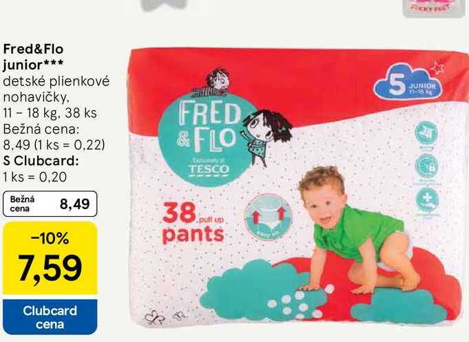 Fred & Flo junior detské plienkové nohavičky 11 - 18 kg, 38 ks