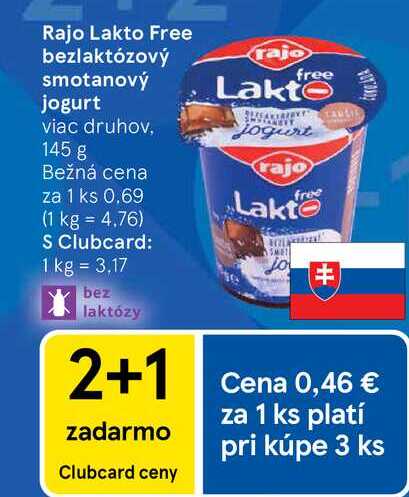Rajo Lakto Free bezlaktózový smotanový jogurt viac druhov, 145 g 