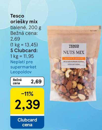 Tesco oriešky mix balené, 200 g
