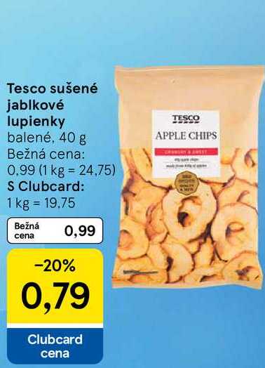 Tesco sušené jablkové lupienky balené, 40 g