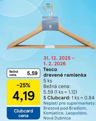 Tesco drevené ramienka 5ks