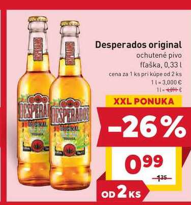 Desperados original ochutené pivo fľaška, 0,33 l