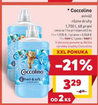 Coccolino aviváž rôzne druhy 1,700l, 68 praní