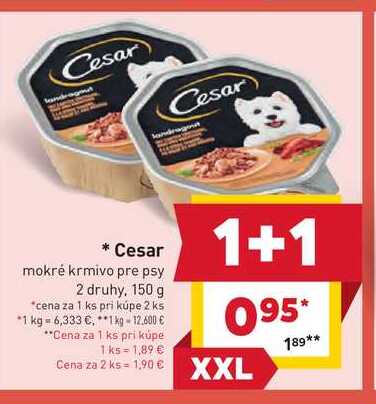 Cesar mokré krmivo pre psy 2 druhy, 150 g 