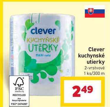 Clever kuchynské utierky 2-vrstvové 1ks/300 m