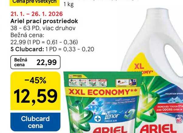 Ariel prací prostriedok 38-63 PD, viac druhov