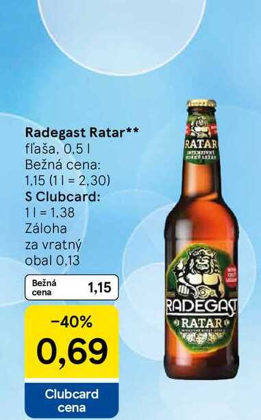 Radegast Ratar fľaša, 0.5l
