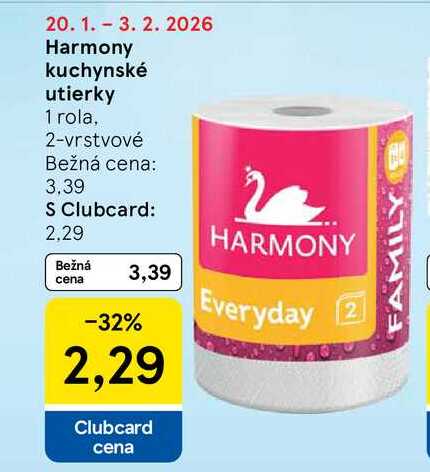 Harmony kuchynské utierky 1 rola, 2-vrstvové 