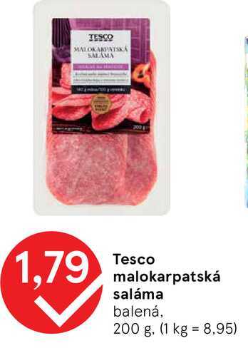 Tesco malokarpatská saláma balená, 200 g