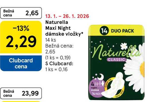 Naturella Maxi Night dámske vložky 14 ks 