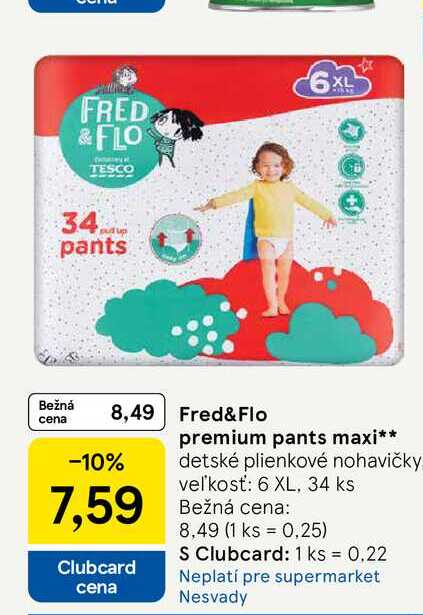 Fred&Flo premium pants maxi, detské plienkové nohavičky veľkosť: 6 XL, 34 ks 
