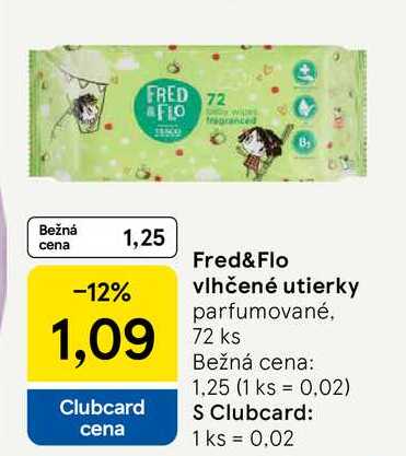 Fred&Flo vlhčené utierky parfumované, 72 ks