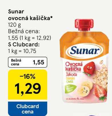 Sunar ovocná kašička 120 g 