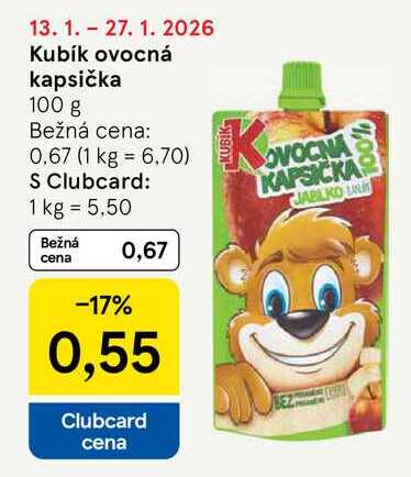 Kubík ovocná kapsička 100 g 