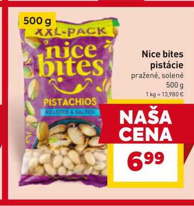 Nice bites pistácie pražené, solené 500 g