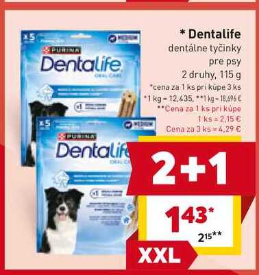 Dentalife dentálne tyčinky pre psy 2 druhy, 115 g