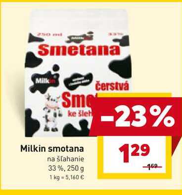 Milkin smotana na šľahanie 33%, 250 g