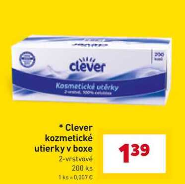Clever kozmetické utierky v boxe 2-vrstvové 200 ks