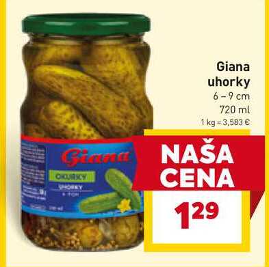 Giana uhorky 6-9 cm 720 ml 