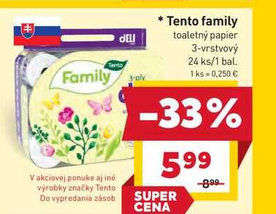 Tento family toaletný papier 3-vrstvový 24 ks/1 bal. 