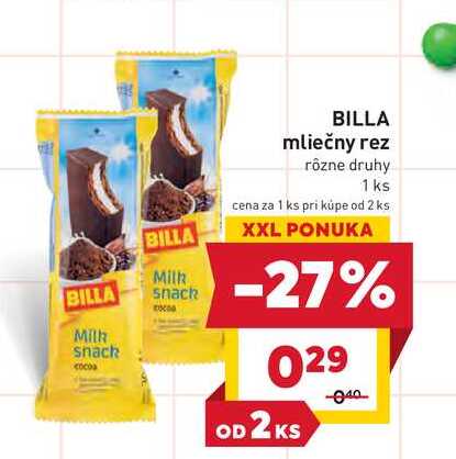 BILLA mliečny rez rôzne druhy 1 ks 