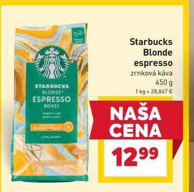 Starbucks Blonde espresso zrnková káva 450 g 